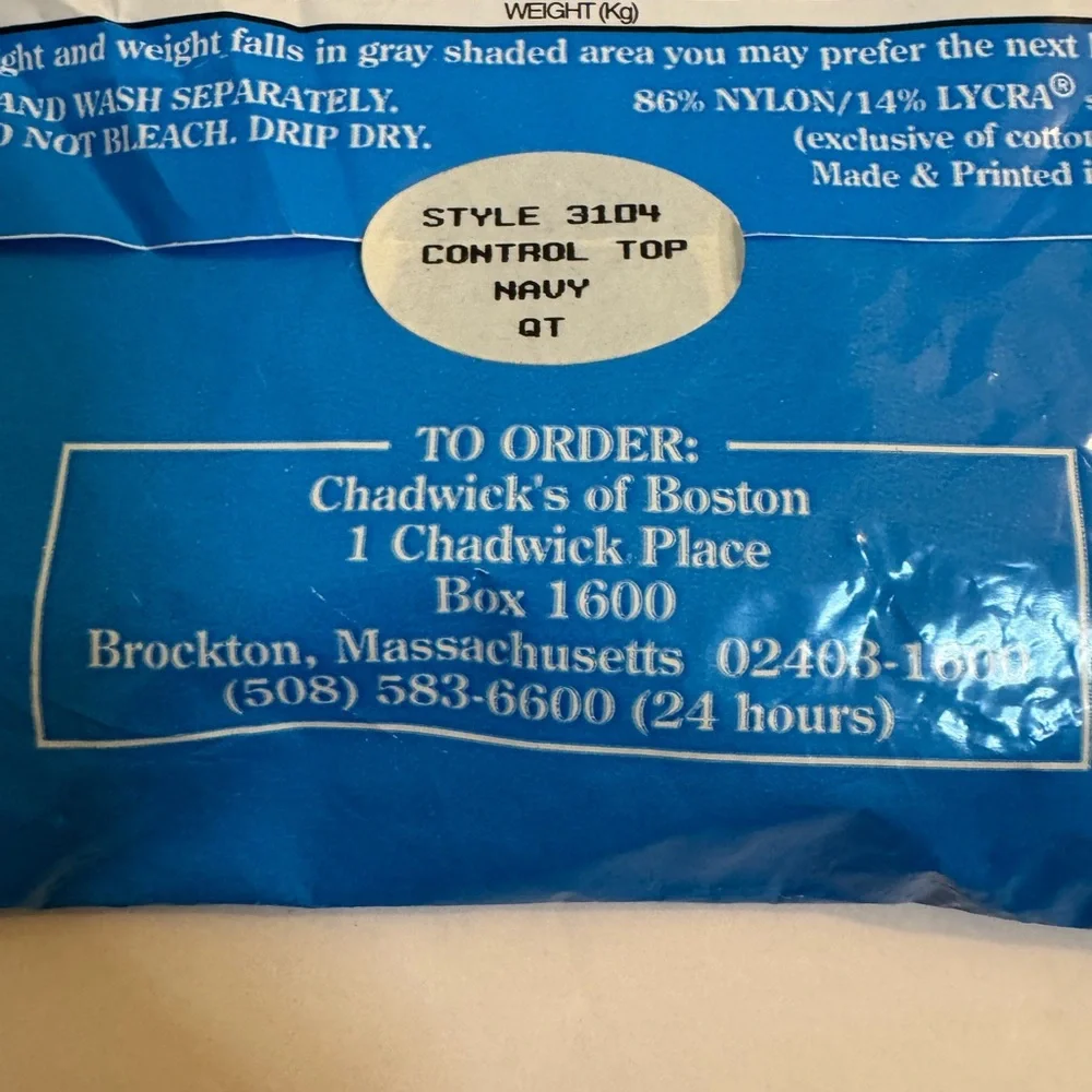 Vintage Wear 1994 Chadwick’s Pantyhose‎ Navy Control Top Queen QT Style 3104 NEW
